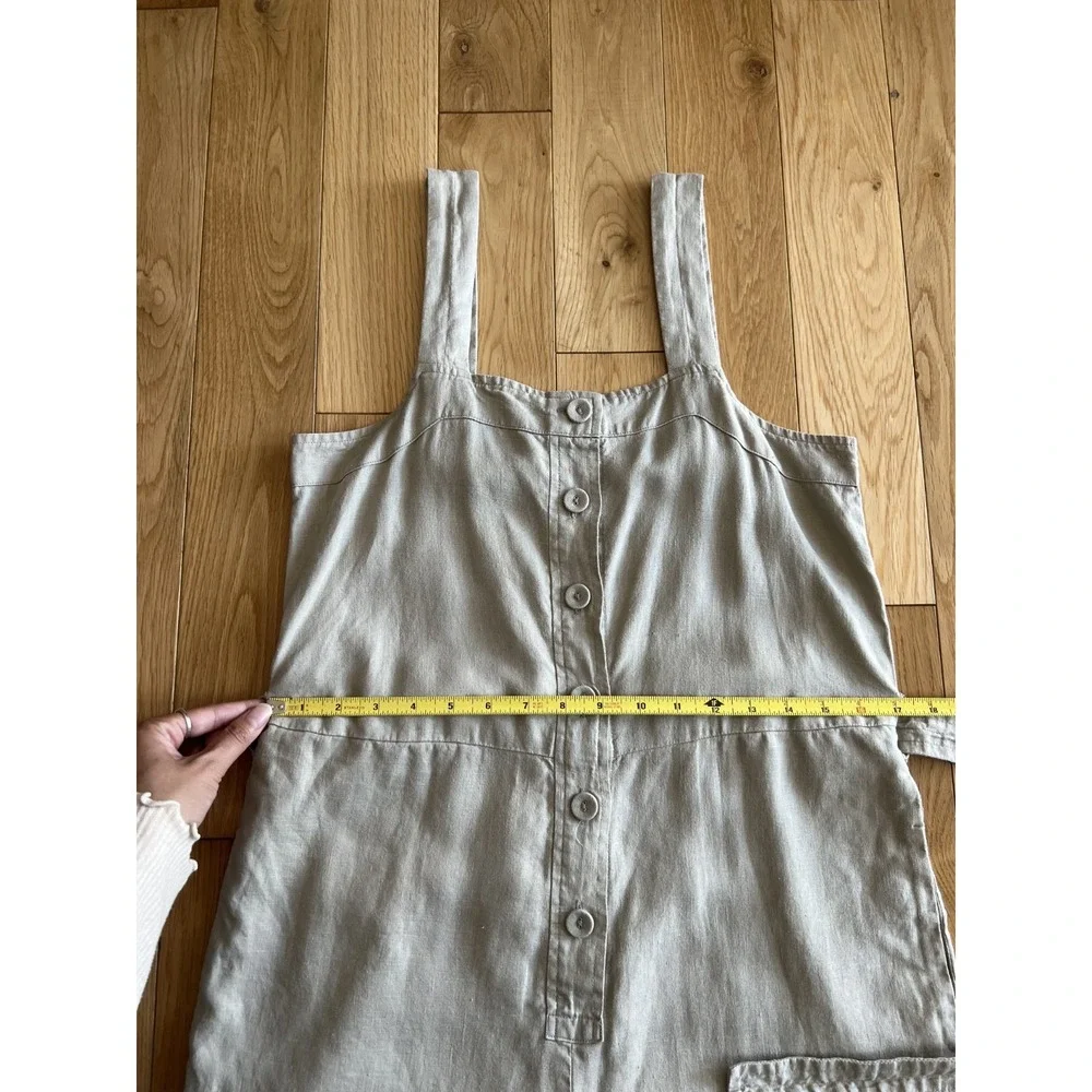 Everlane 100% Linen Picnic Jumpsuit Seagrass Beige Cropped Tie Waist Wide Leg 2